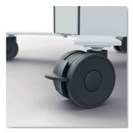 Mobile TV Cart COWORKSATION, Engineered Wood, 3 Shelves, Supports 40 lb, 22.5" x 22.6" x 50.89", White