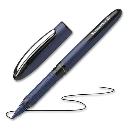 One Business Rollerball Pen, Stick, Fine 0.6 mm, Black Ink, Dark Blue/Black Barrel, 10/Box