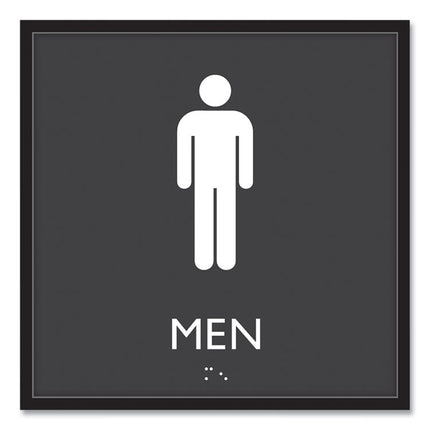 ADA Sign, Men, Plastic, 8 x 8, Clear/White