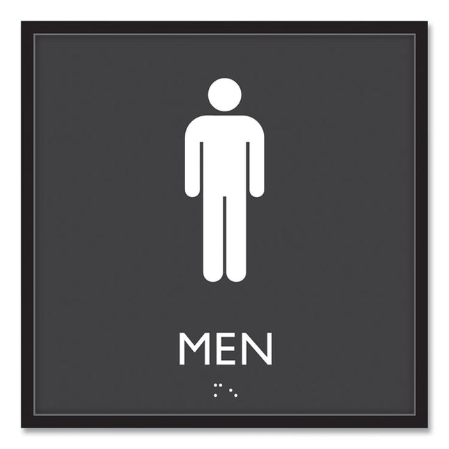 ADA Sign, Men, Plastic, 8 x 8, Clear/White