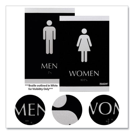 Century Series Office Sign, Men; Women, 6 x 9, Black/Silver