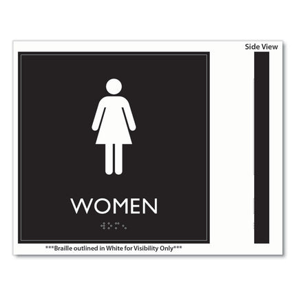 ADA Sign, Women, Plastic, 8 x 8, Clear/White