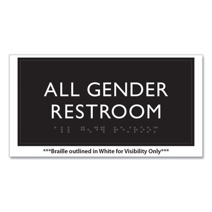 ADA Sign, All Gender Restroom, Plastic, 4 x 4, Clear/White