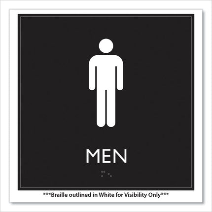 ADA Sign, Men, Plastic, 8 x 8, Clear/White