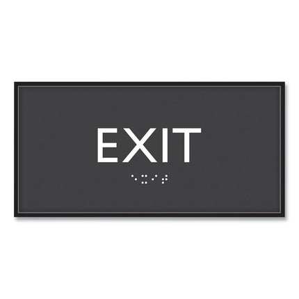 ADA Sign, Exit, Plastic, 4 x 4, Clear/White