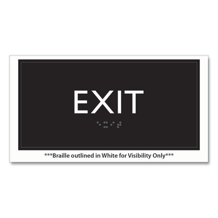 ADA Sign, Exit, Plastic, 4 x 4, Clear/White