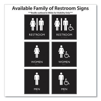 ADA Sign, Women Accessible, Plastic, 8 x8, Clear/White