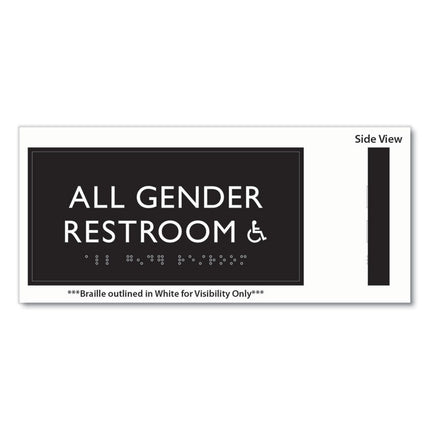 ADA Sign, All Gender Restroom Accessible, Plastic, 4 x 4, Clear/White