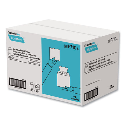 Signature Facial Tissue, 2-Ply, White, Cube, 90 Sheets/box, 36 Boxes/carton