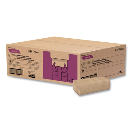 Select Folded Towels, Multifold, 1-Ply, 9 x 9.45, Natural, 250/Pack, 16 Packs/Carton