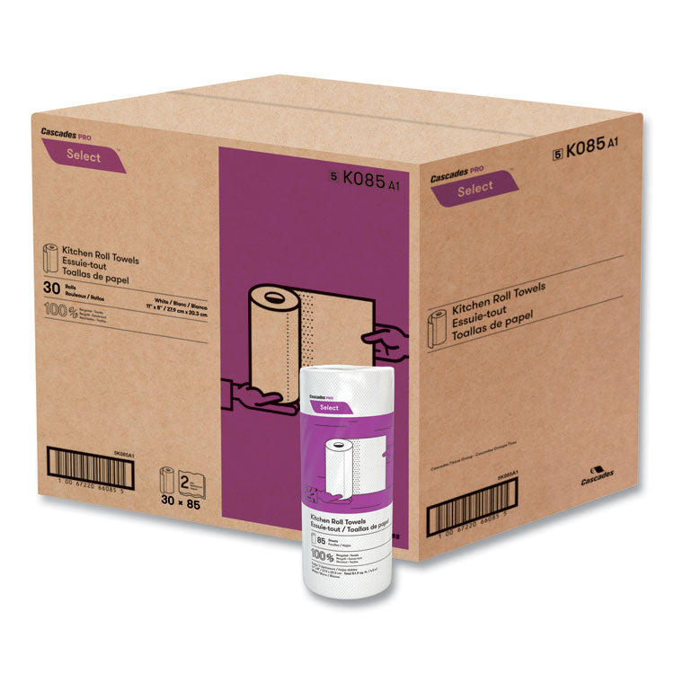 Select Kitchen Roll Towels, 2-Ply, 8 X 11, 85/roll, 30/carton