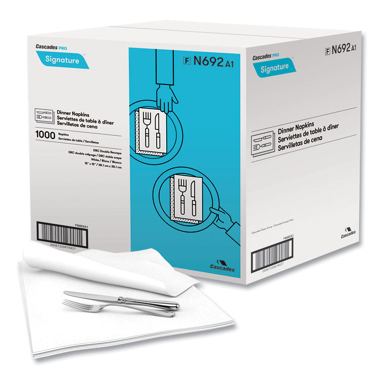 Select Dinner Napkins, 1-Ply, 15 X 15, White, 1000/carton