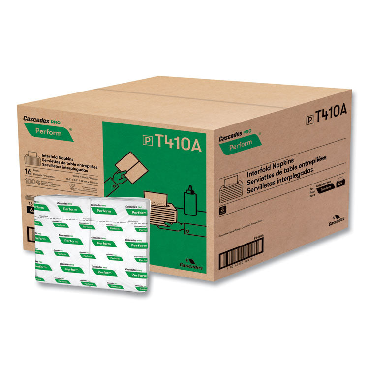 Perform Interfold Napkins, 1-Ply, 6.5 X 4.25, White, 376/pack, 16 Packs/carton
