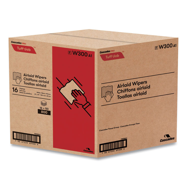 Tuff-Job S300 Airlaid Wipers, 12 X 13, White, 50/pack, 16/carton