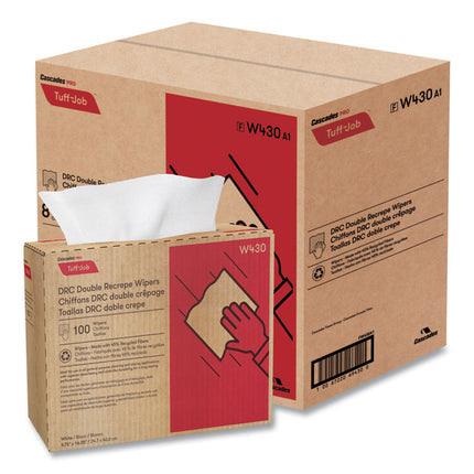 Tuff-Job Double Recrepe Wipers, 9.75 X 16.5, White, 100/box, 8 Box/carton