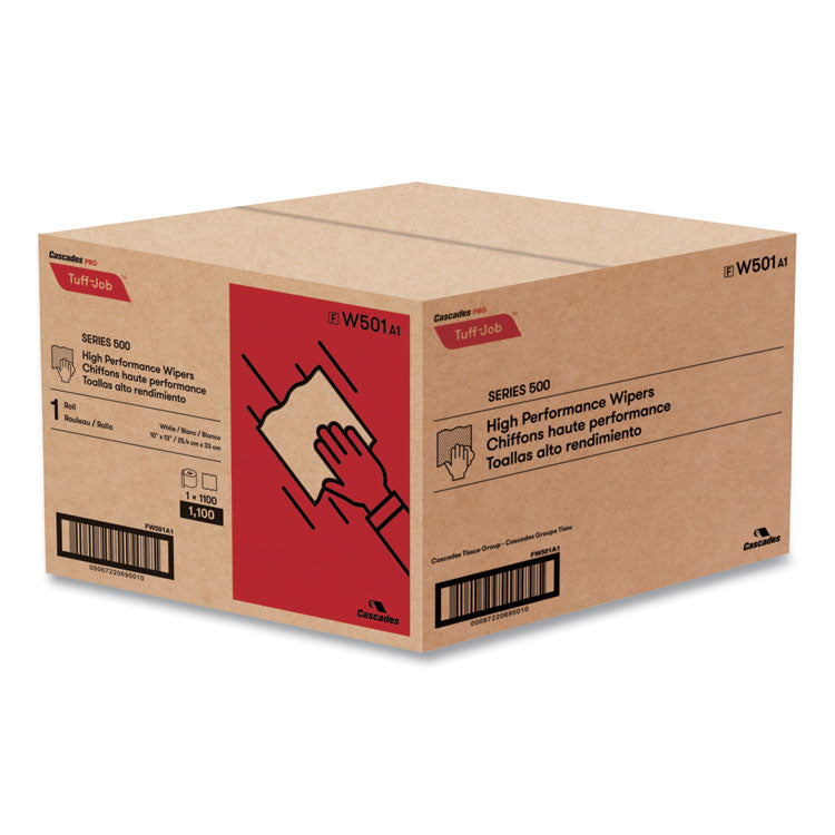 Tuff-Job S500 High Performance Wipers, 10 X 13, White, 1,100/roll