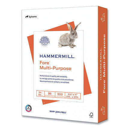 Fore Multipurpose Print Paper, 96 Bright, 24 lb, 8.5 x 11, White, 500 Sheets/Ream, 10 Reams/Carton, 32 Cartons/Pallet