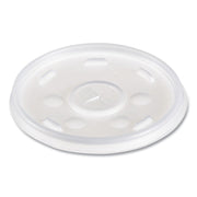 Plastic Lids for Foam Cups/Bowls/Containers, Flat with Straw Slot, Fits 6 oz to 14 oz, Translucent, 100/Pack, 10 Packs/Carton