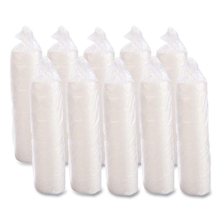 Plastic Lids for Foam Cups/Bowls/Containers, Flat with Straw Slot, Fits 6 oz to 14 oz, Translucent, 100/Pack, 10 Packs/Carton