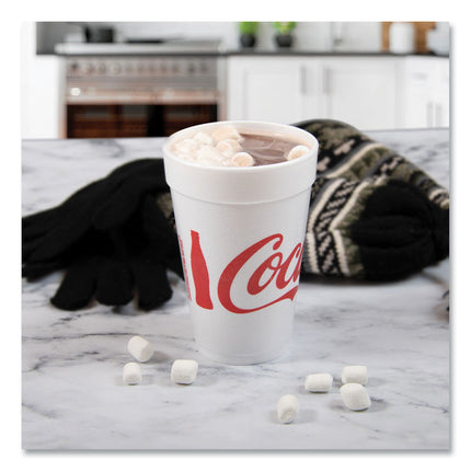 Coca-Cola Foam Cups, 16 Oz, White/red, 25/bag, 40 Bags/carton
