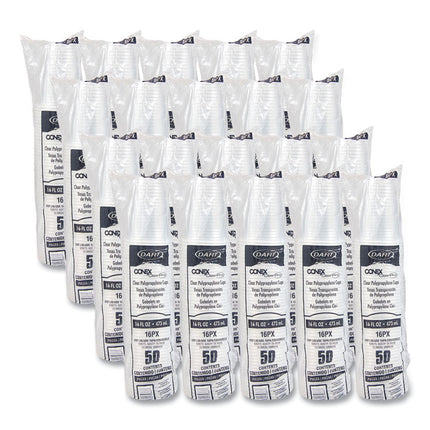 Conex ClearPro Plastic Cold Cups, 16 oz, Clear, 50/Pack, 20 Packs/Carton
