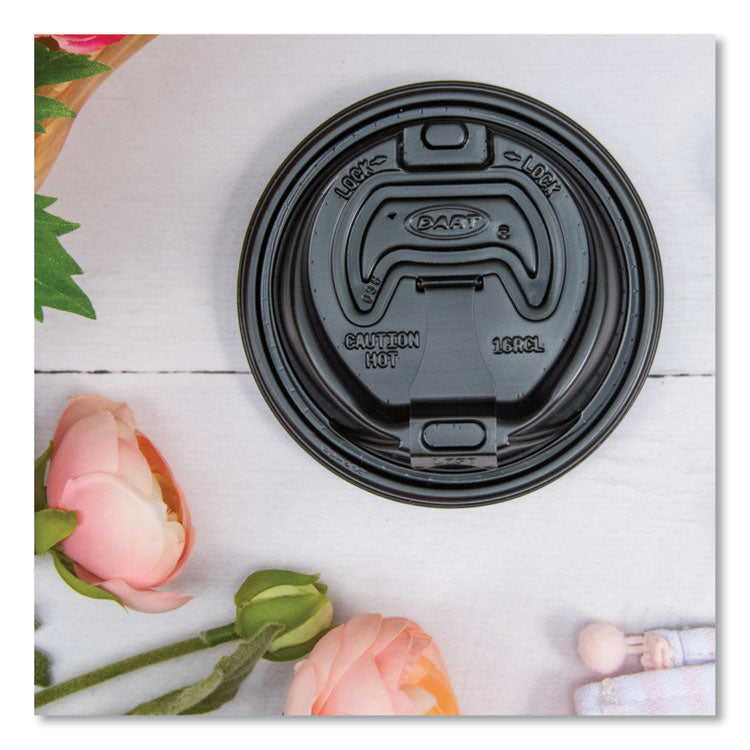 Optima Reclosable Lid, Fits 12 oz to 24 oz Hot Cups, Plastic, Black, 100/Pack, 10 Packs/Carton