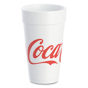 Coca-Cola Foam Cups, 20 oz, White/Red, 25/Bag, 20 Bags/Carton