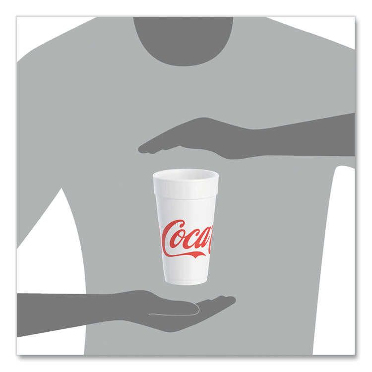 Coca-Cola Foam Cups, 20 oz, White/Red, 25/Bag, 20 Bags/Carton