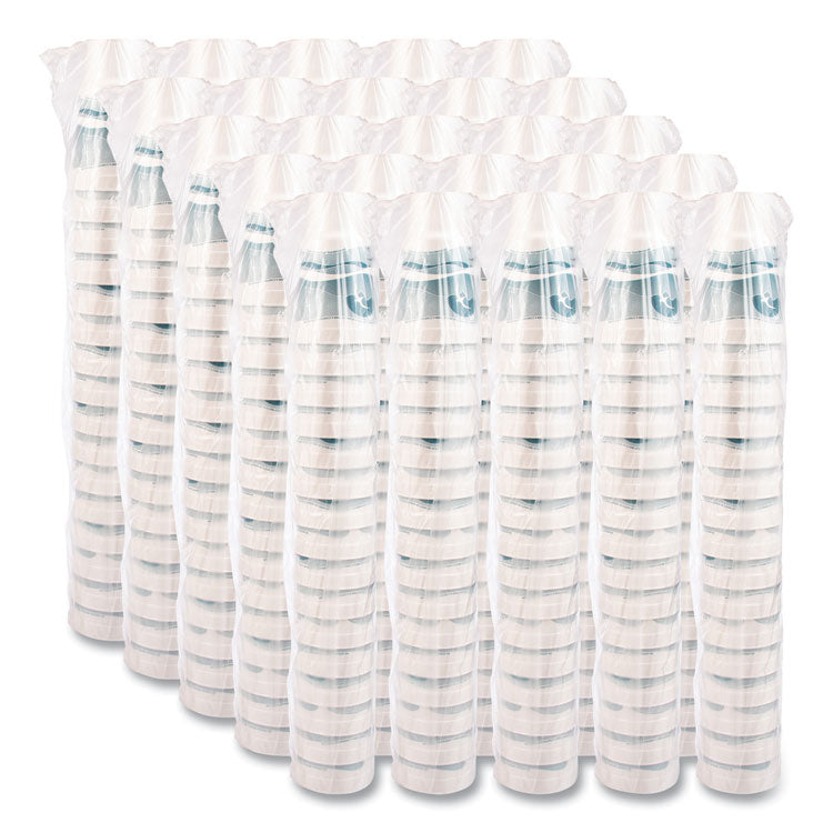 Horizon Hot/Cold Foam Drinking Cups, 32 oz, White/Teal, 16/Bag, 25 Bags/Carton