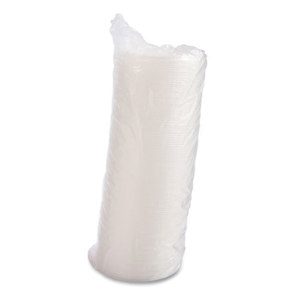 Plastic Lids for Foam Containers, Flat, Vented, Fits 24 oz to 32 oz, Translucent, 100/Pack, 5 Packs/Carton