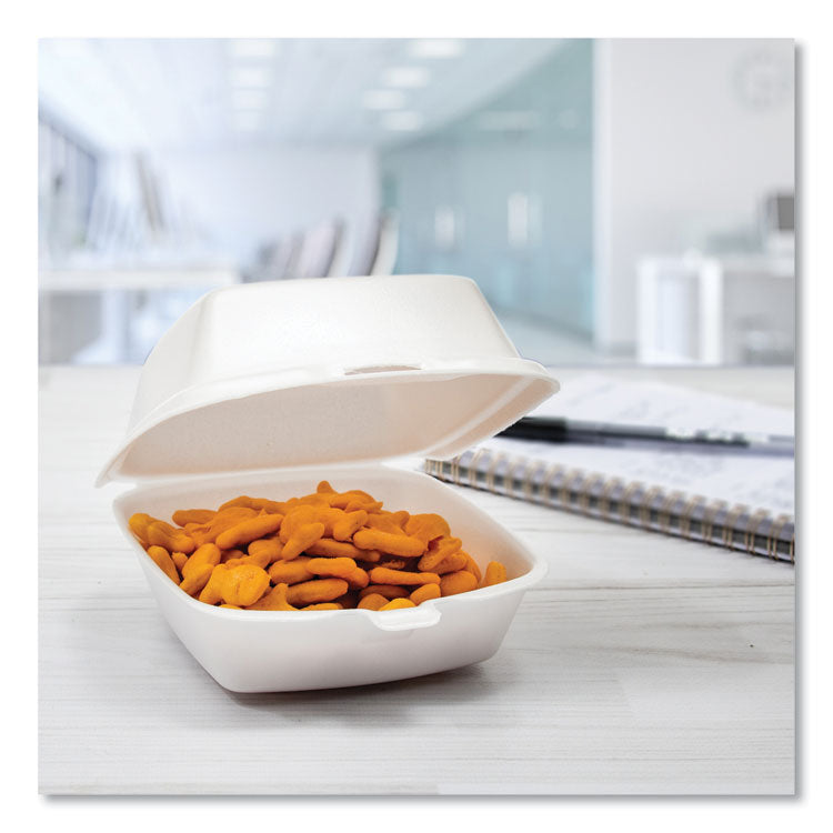 Foam Hinged Lid Containers, 5.38 X 5.5 X 2.88, White, 500/carton