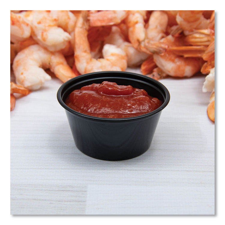 Conex Complements Portion/Medicine Cups, 2 oz, Plastic, Black, 125/Bag, 20 Bags/Carton