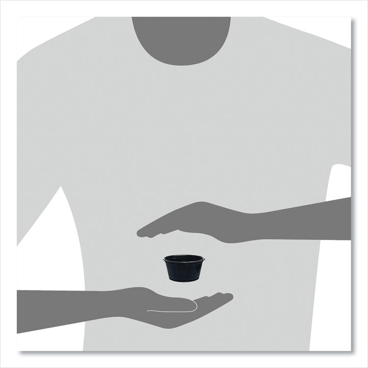 Conex Complements Portion/Medicine Cups, 2 oz, Plastic, Black, 125/Bag, 20 Bags/Carton