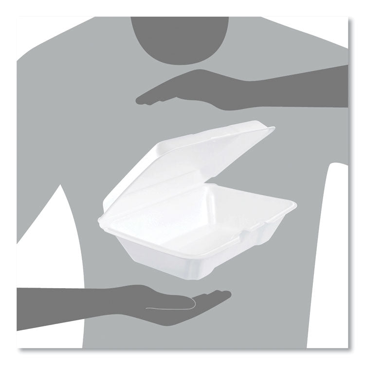 Foam Hinged Lid Containers, 6.4 x 9.3 x 2.9, White, 100/Pack, 2 Packs/Carton