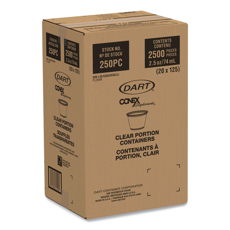 Conex Complements Portion/Medicine Cups, 2.5 oz, Plastic, Clear, 125/Bag, 20 Bags/Carton