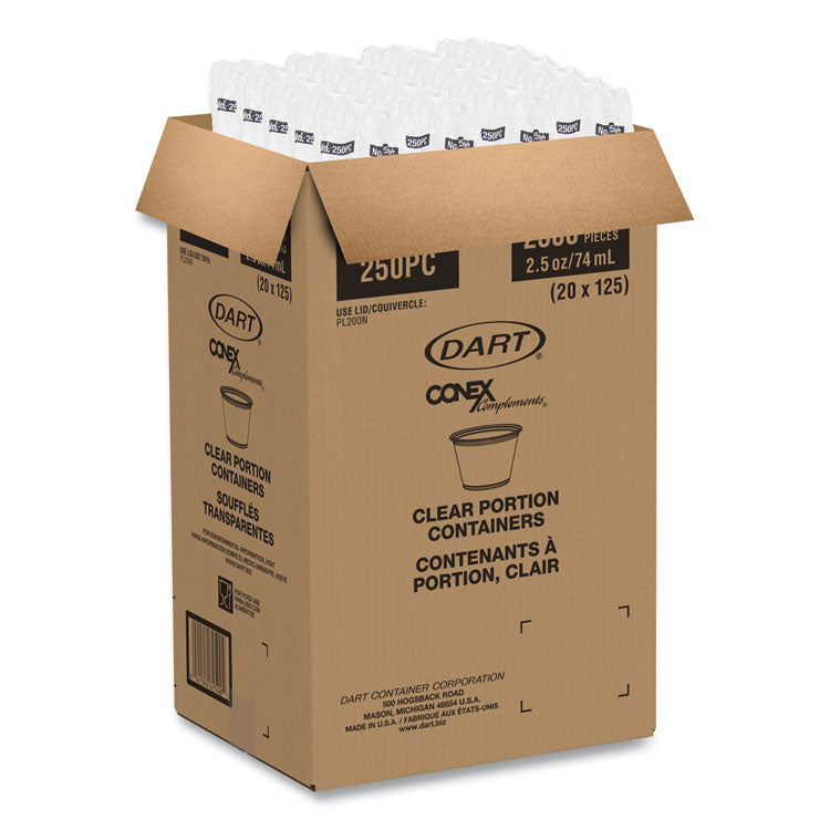 Conex Complements Portion/Medicine Cups, 2.5 oz, Plastic, Clear, 125/Bag, 20 Bags/Carton
