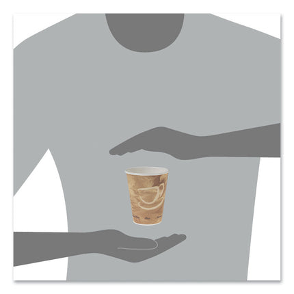 Mistique Polycoated Hot Paper Cups, 8 oz, Brown, 50/Sleeve, 20 Sleeves/Carton