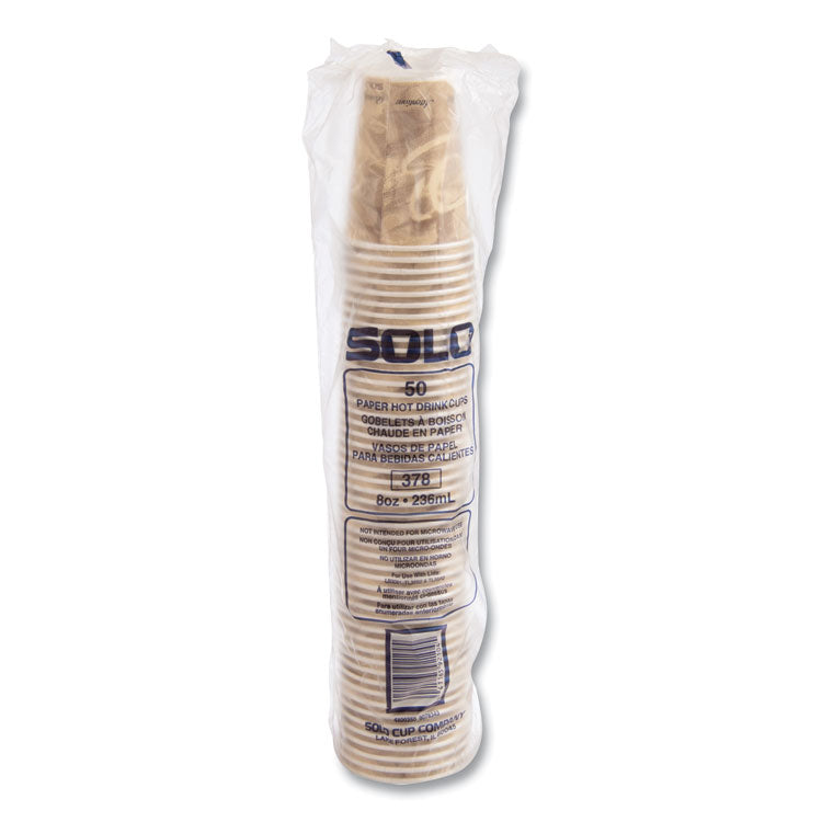 Mistique Polycoated Hot Paper Cups, 8 oz, Brown, 50/Sleeve, 20 Sleeves/Carton