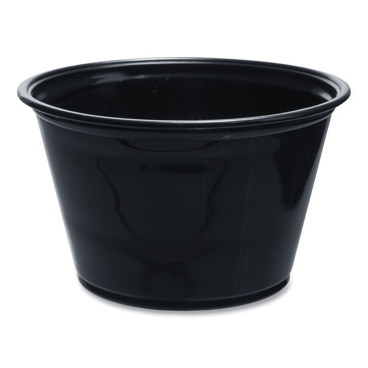 Conex Complements Portion/Medicine Cups, 4 oz, Plastic, Black, 125/Bag, 20 Bags/Carton