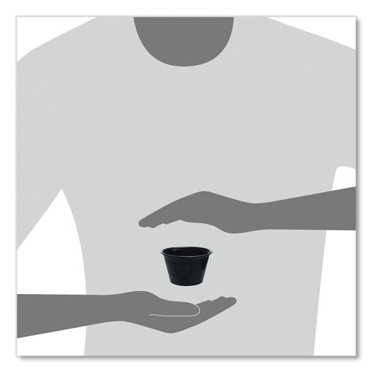 Conex Complements Portion/Medicine Cups, 4 oz, Plastic, Black, 125/Bag, 20 Bags/Carton