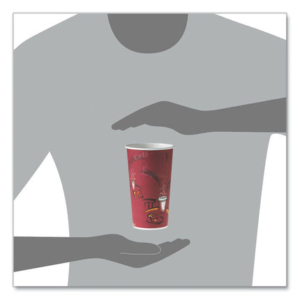Single-Sided Poly Paper Hot Cups, 20 oz, Bistro Design, 600/Carton