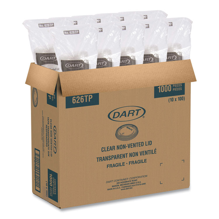 PETE Plastic Flat Cold Cup Lids, Fits 12 oz to 24 oz Cold Cups, Clear, 1,000/Carton