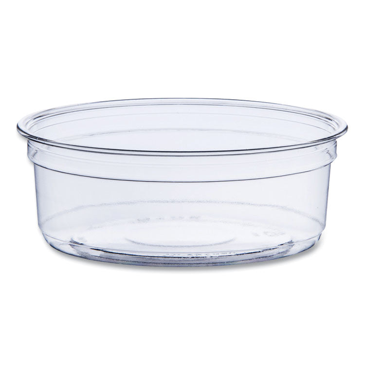 Bare Eco-Forward RPET Deli Containers, ProPlanet Seal, 8 oz, 4.6" Diameter x 1.8" h, Clear, Plastic, 500/Carton