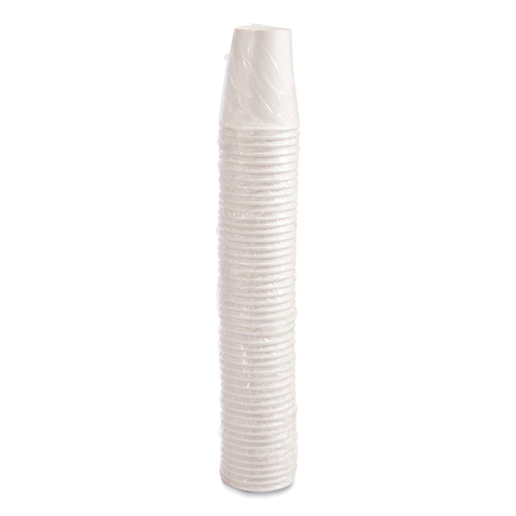 Single-Sided Poly Paper Hot Cups, Individually Wrapped, 10 oz, White, 24/Bag, 20 Bags/Carton