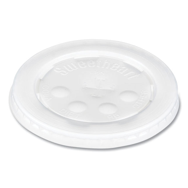 Polystyrene Plastic Flat Straw-Slot Cold Cup Lids, Fits 12 oz to 24 oz Cold Cups, Plastic, Translucent, 125/Pack, 16 Packs/CT