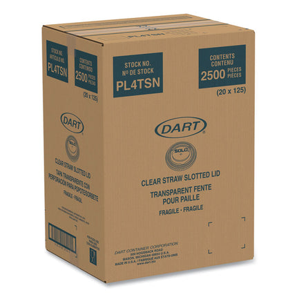 Straw-Slot Cold Cup Lids, Fits 7 oz Cold Cups, Plastic, Clear, 125/Sleeve, 20 Sleeves/Carton
