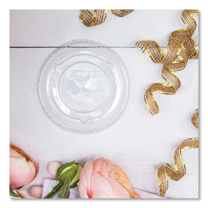 Straw-Slot Cold Cup Lids, Fits 7 oz Cold Cups, Plastic, Clear, 125/Sleeve, 20 Sleeves/Carton