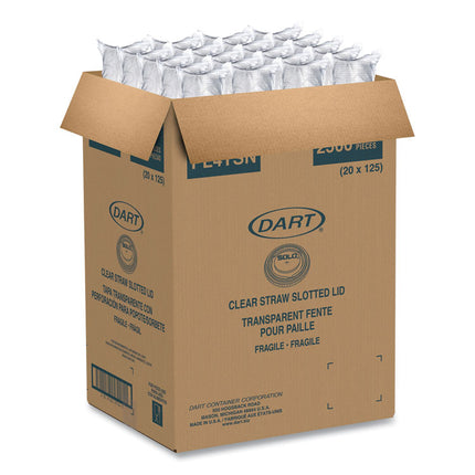 Straw-Slot Cold Cup Lids, Fits 7 oz Cold Cups, Plastic, Clear, 125/Sleeve, 20 Sleeves/Carton