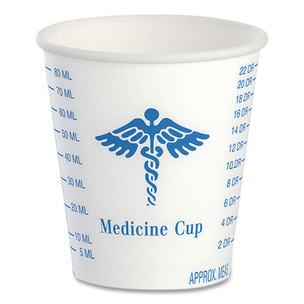 Paper Medical and Dental Graduated Cups, 3 oz, Paper, White/Blue, 100/Bag, 50 Bags/Carton