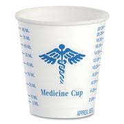 Paper Medical and Dental Graduated Cups, 3 oz, Paper, White/Blue, 100/Bag, 50 Bags/Carton